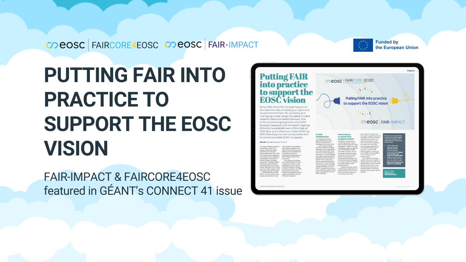 Putting FAIR into practice to support the EOSC vision: FAIR-IMPACT & FAIRCORE4EOSC featured into GÉANT’s CONNECT 41 issue!
